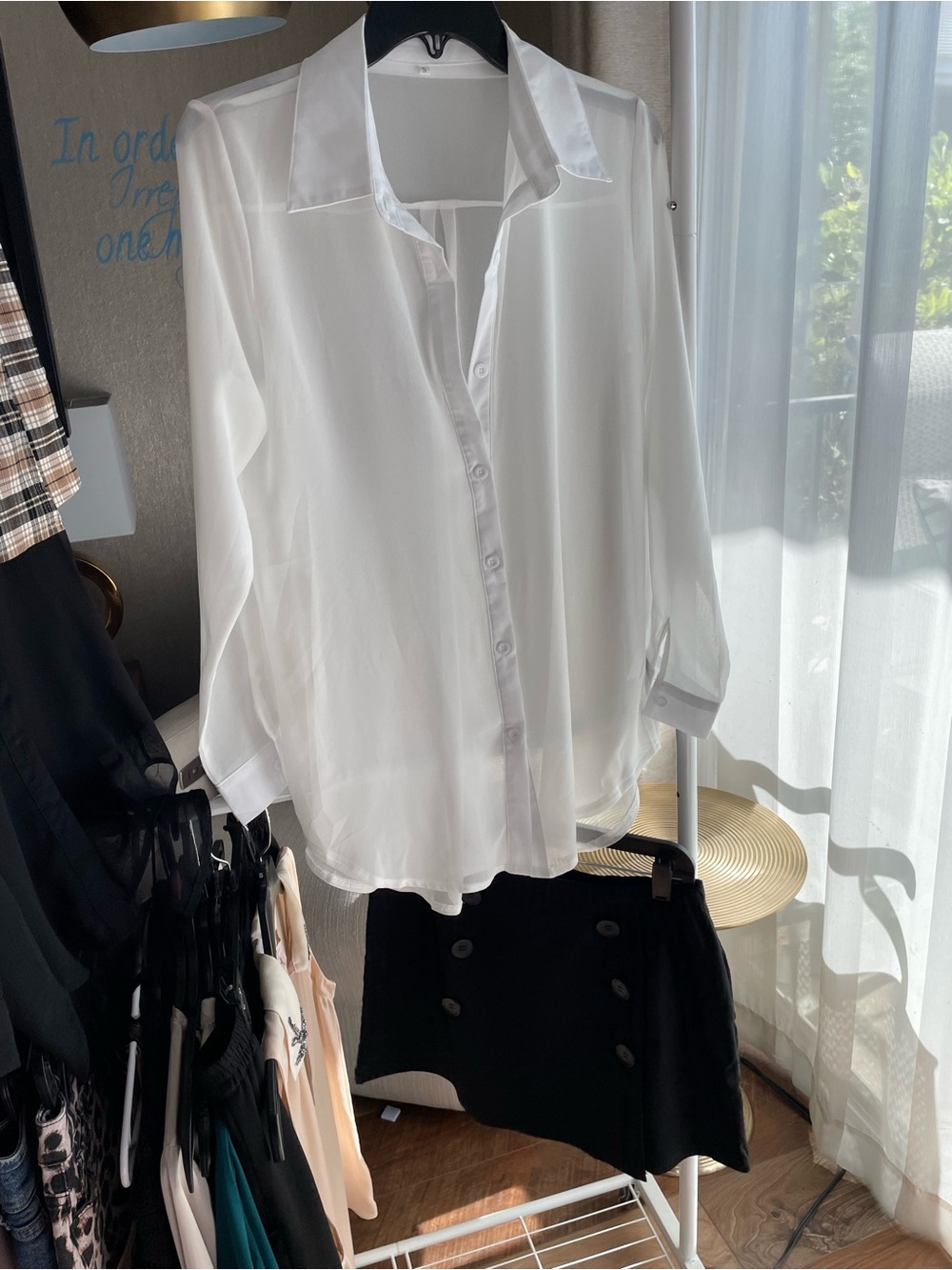 Black Sheer Button-Up Blouse - Picture 12 of 12